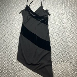 Rampage Women’s Black Asymmetrical Dress Sleeveless with Velvet Stripes Size S